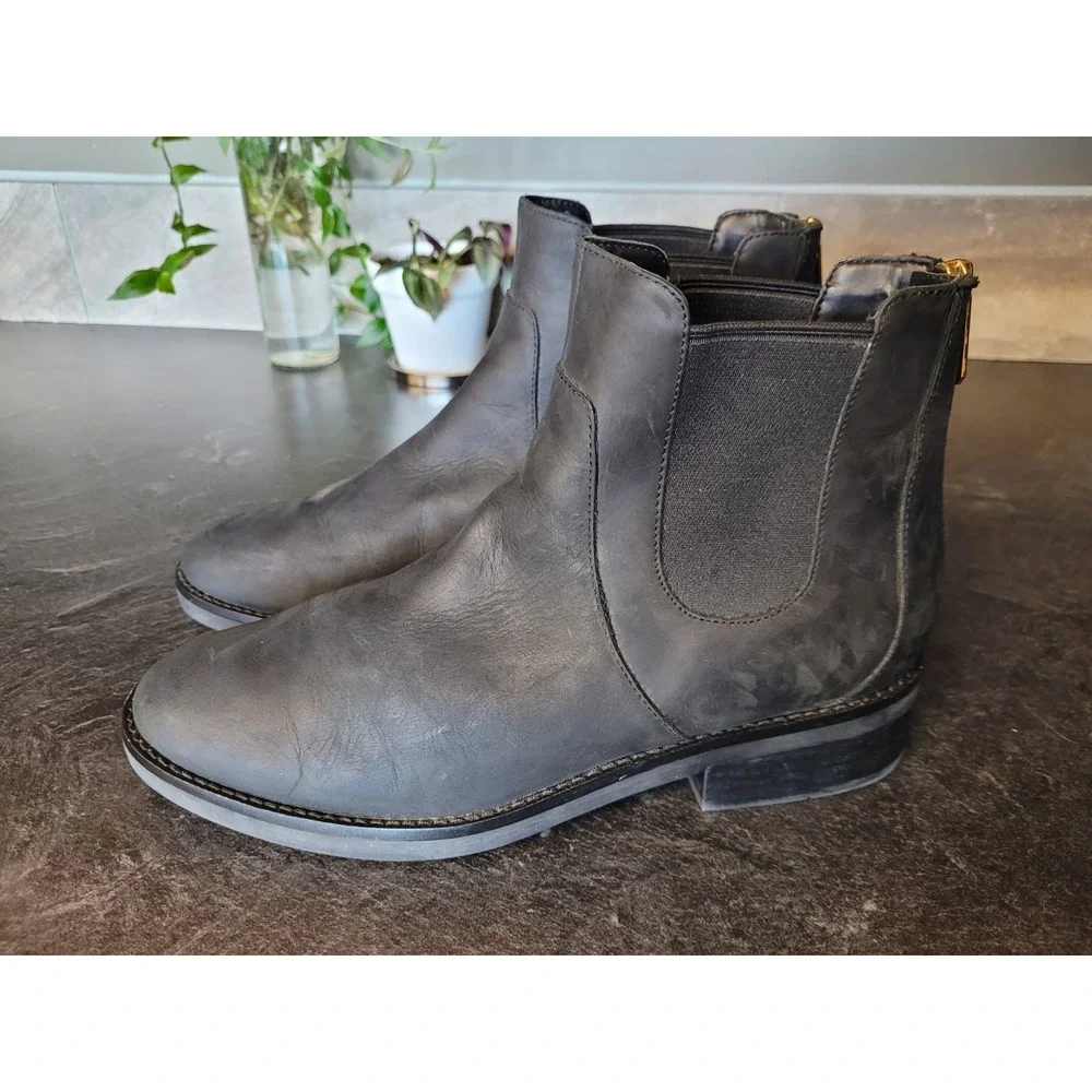 Cole‎ Haan Women's 9 Waterproof Chelsea Boots Black Leather Grand.OS W22340
